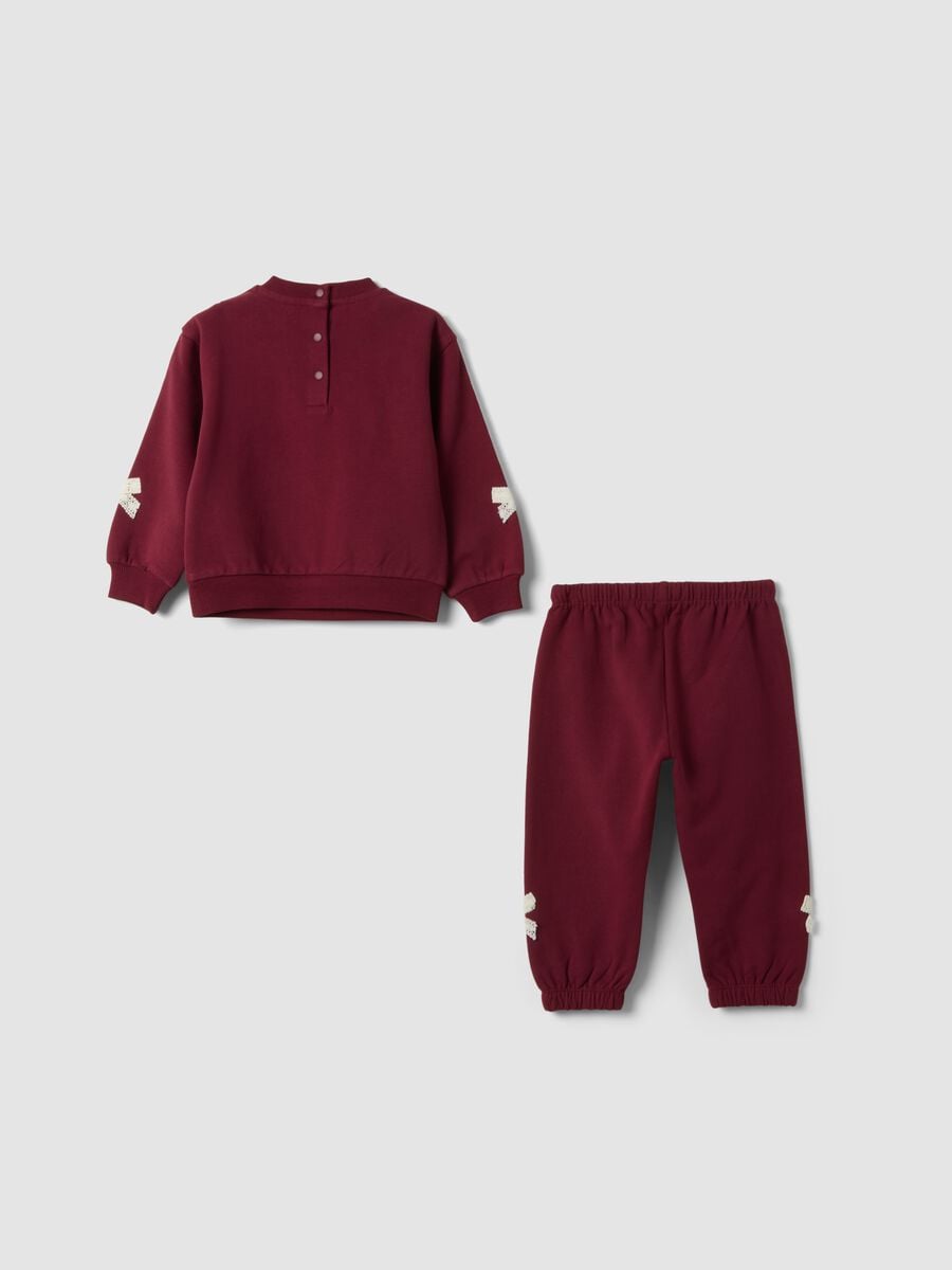 Completo jogging rosso in cotone organico elasticizzato con stampa Minnie_1