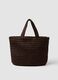 Brown woven paper fabric bag with internal pocket_0