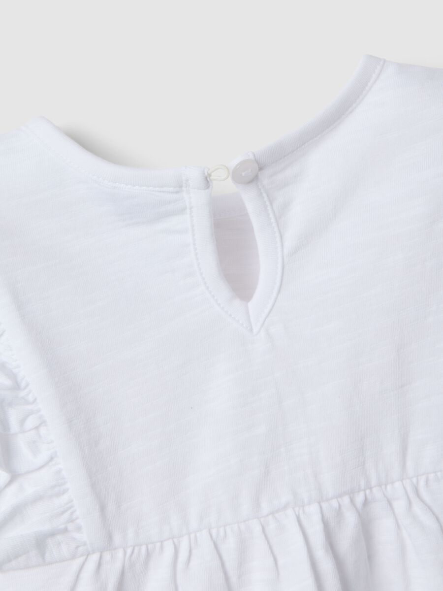 T-shirt in puro cotone bianca da bimba regular fit con volant_2
