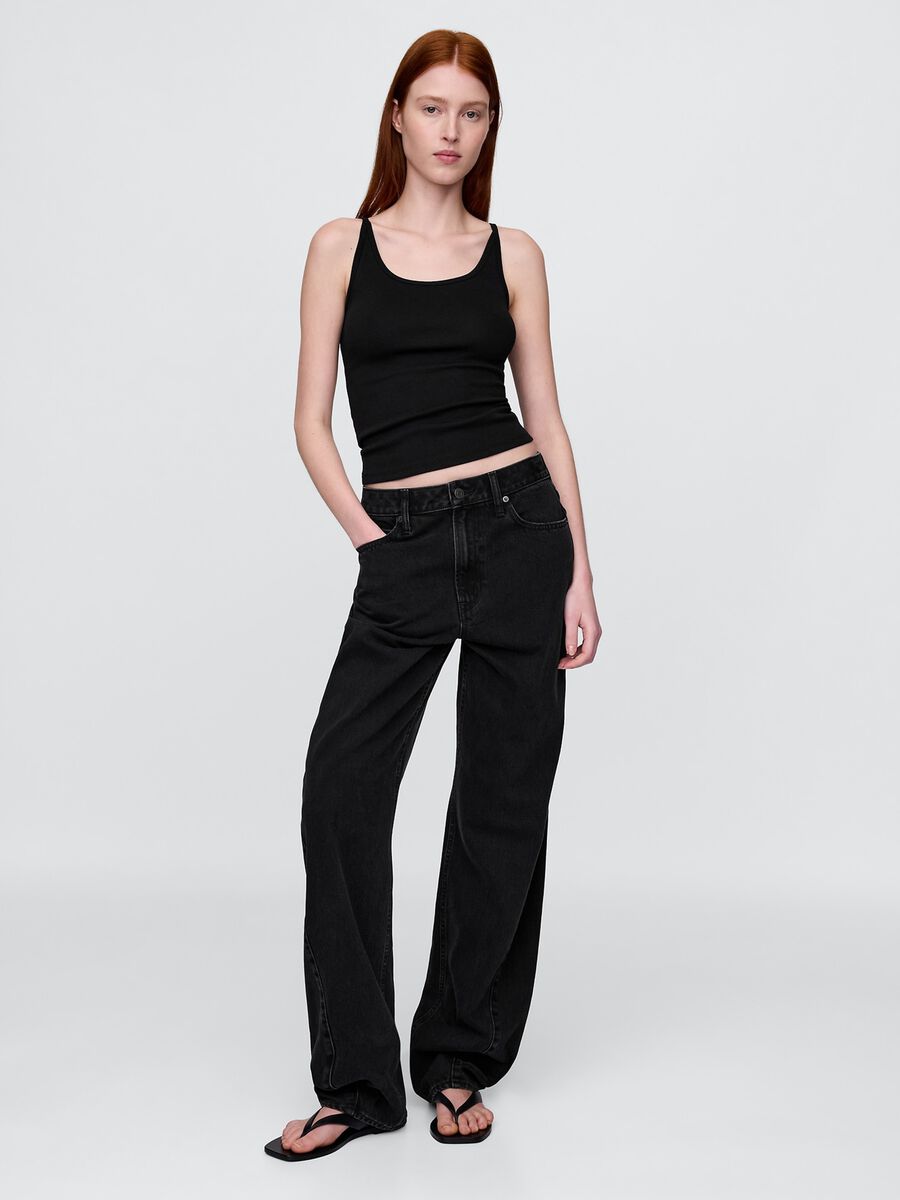 Stretch Black Top with Thin Straps_1