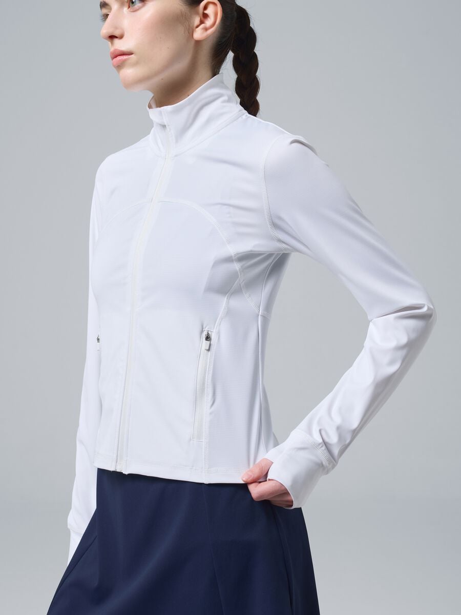 White ALTAVIA COURT full-zip sweatshirt in stretch technical fabric_0