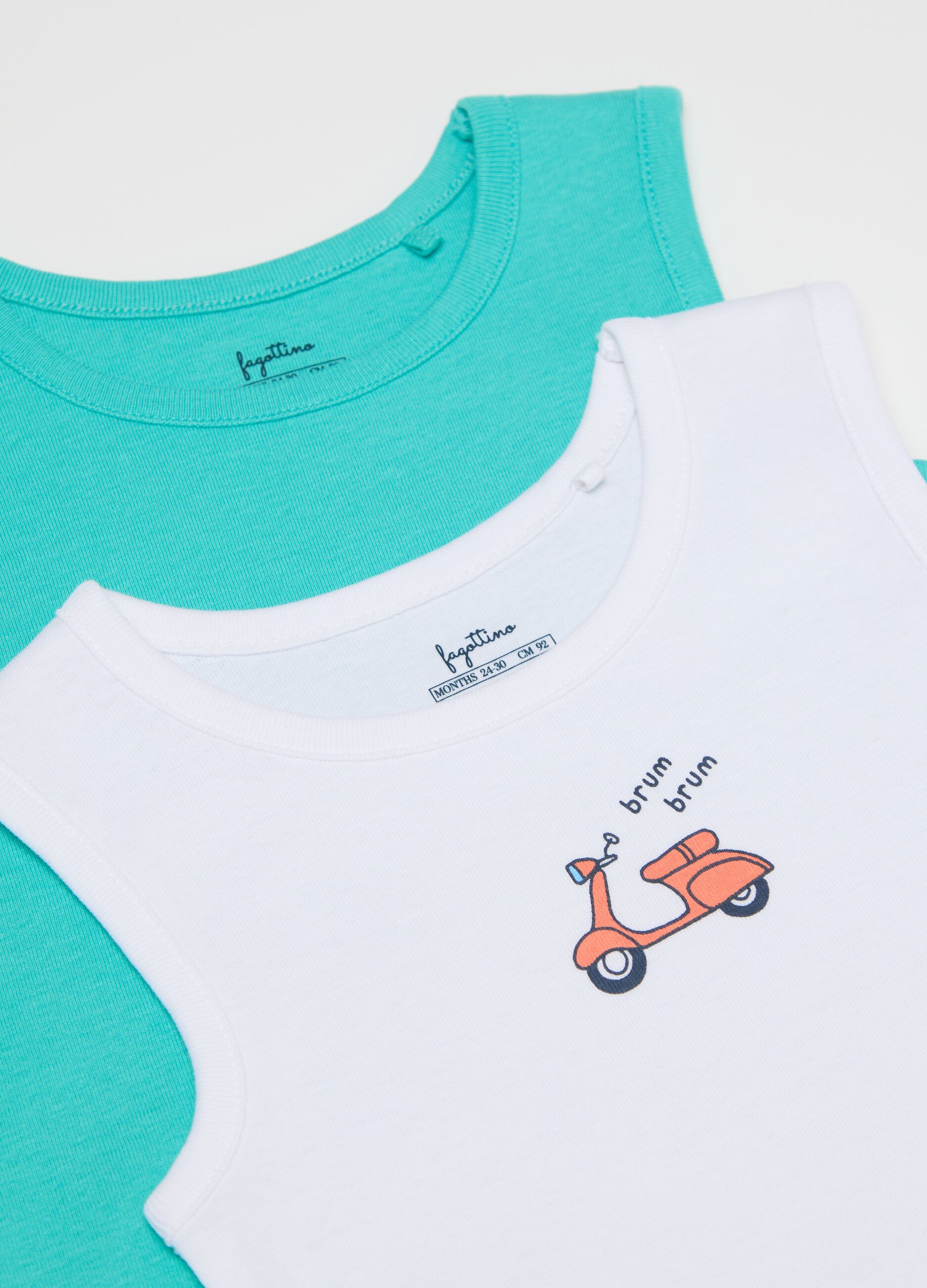 Three-pack sleeveless bodysuits with print
