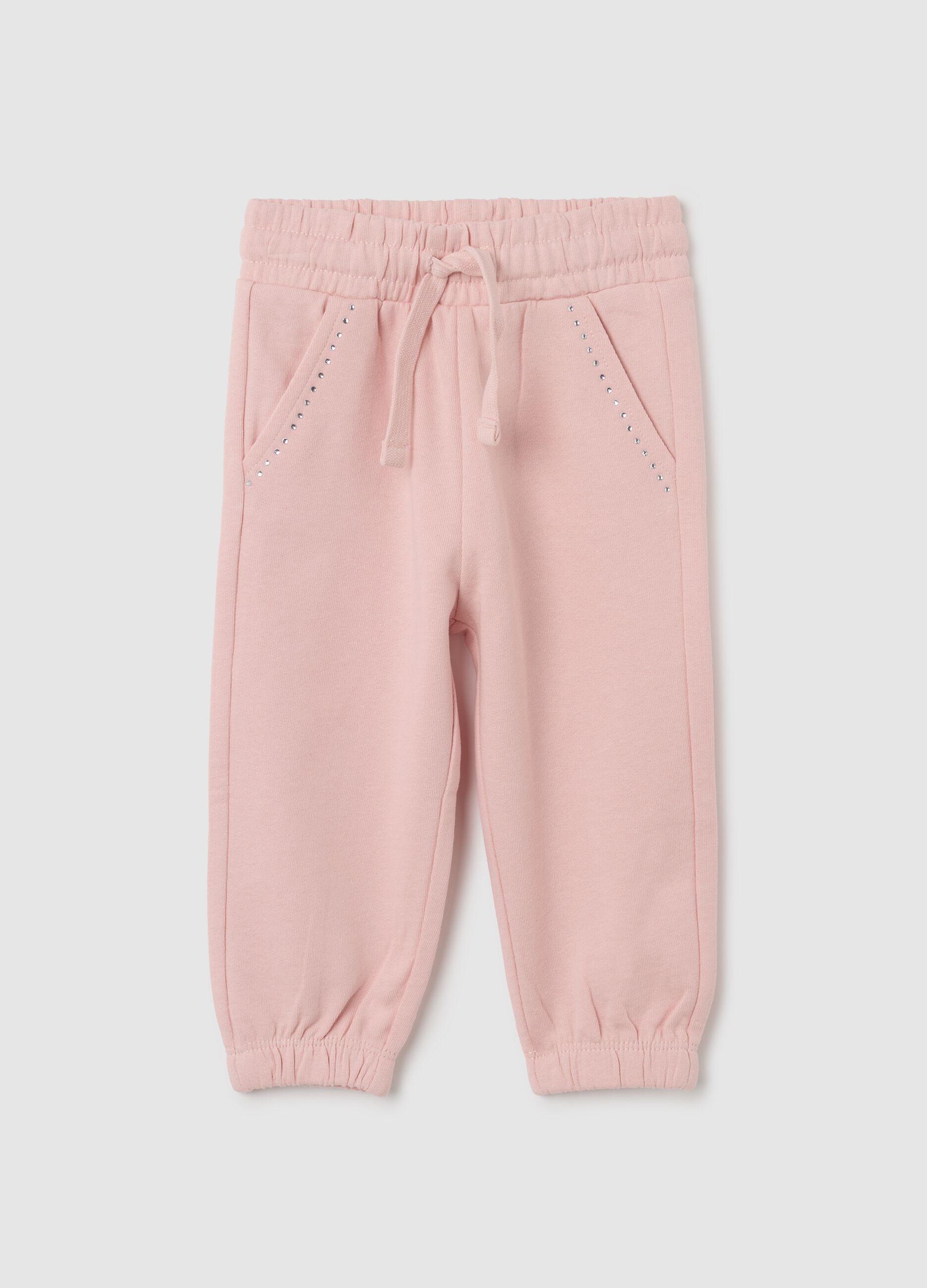Girls' pink pure cotton jogger trousers