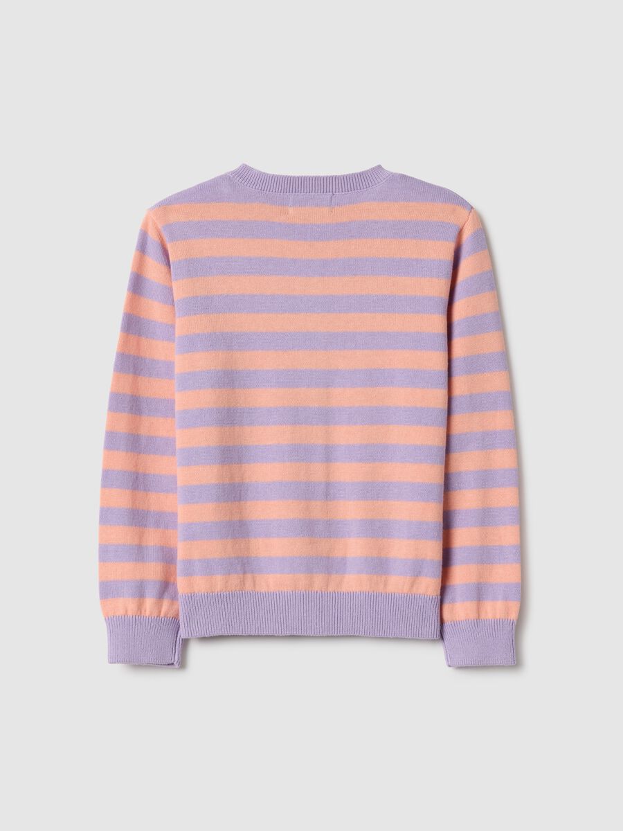 Girls' regular fit multicolour striped pure cotton cardigan_1