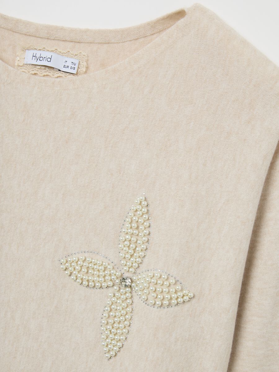 Maglia beige regular fit con applicazioni_5