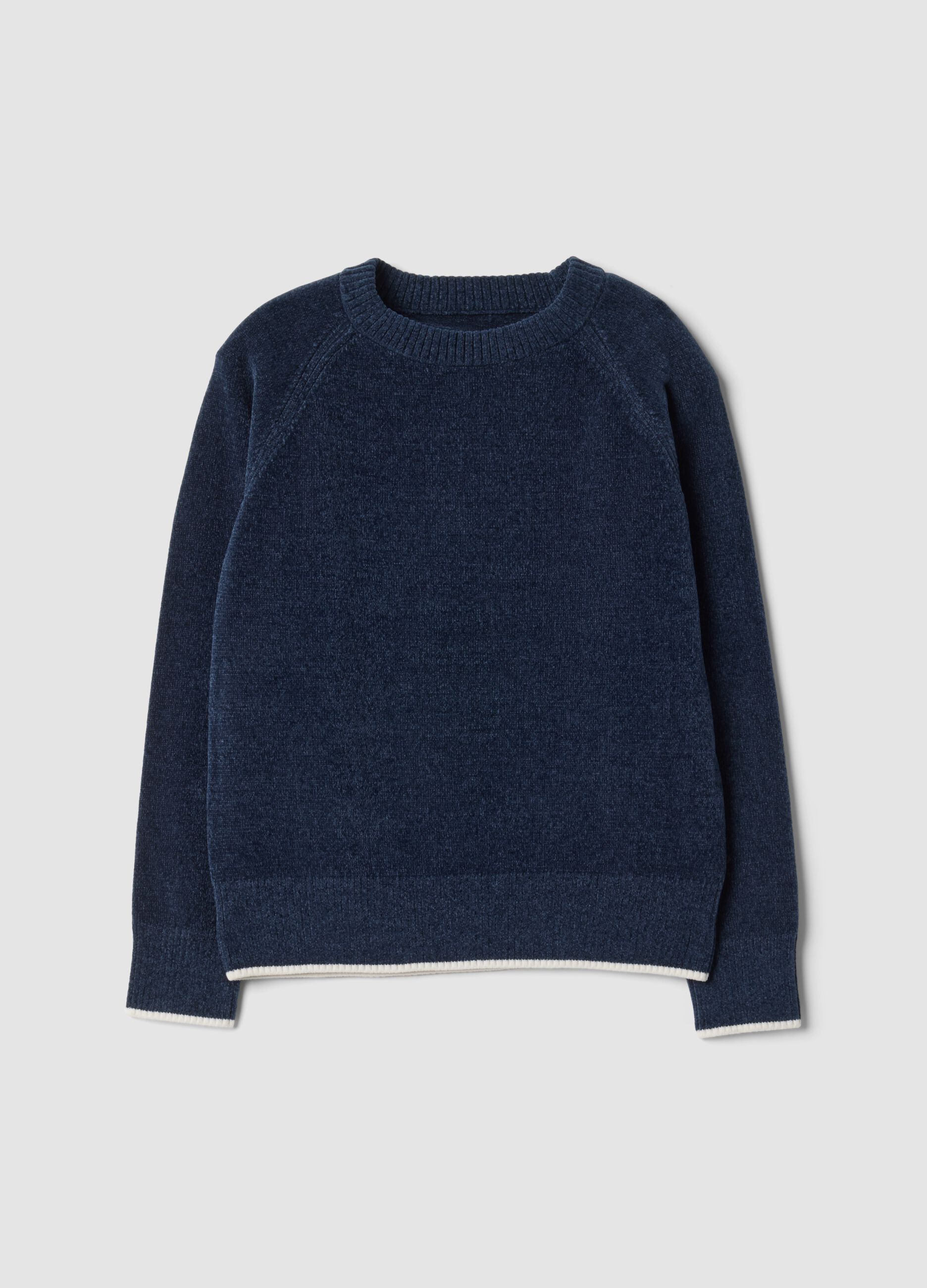 Blue stretch crew-neck top