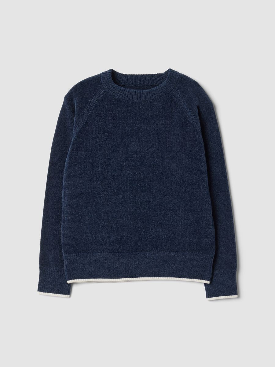 Blue stretch crew-neck top_0