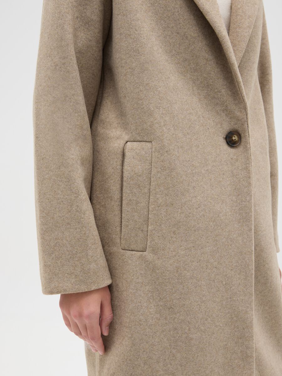 Beige Single-Breasted Regular Fit Coat_3