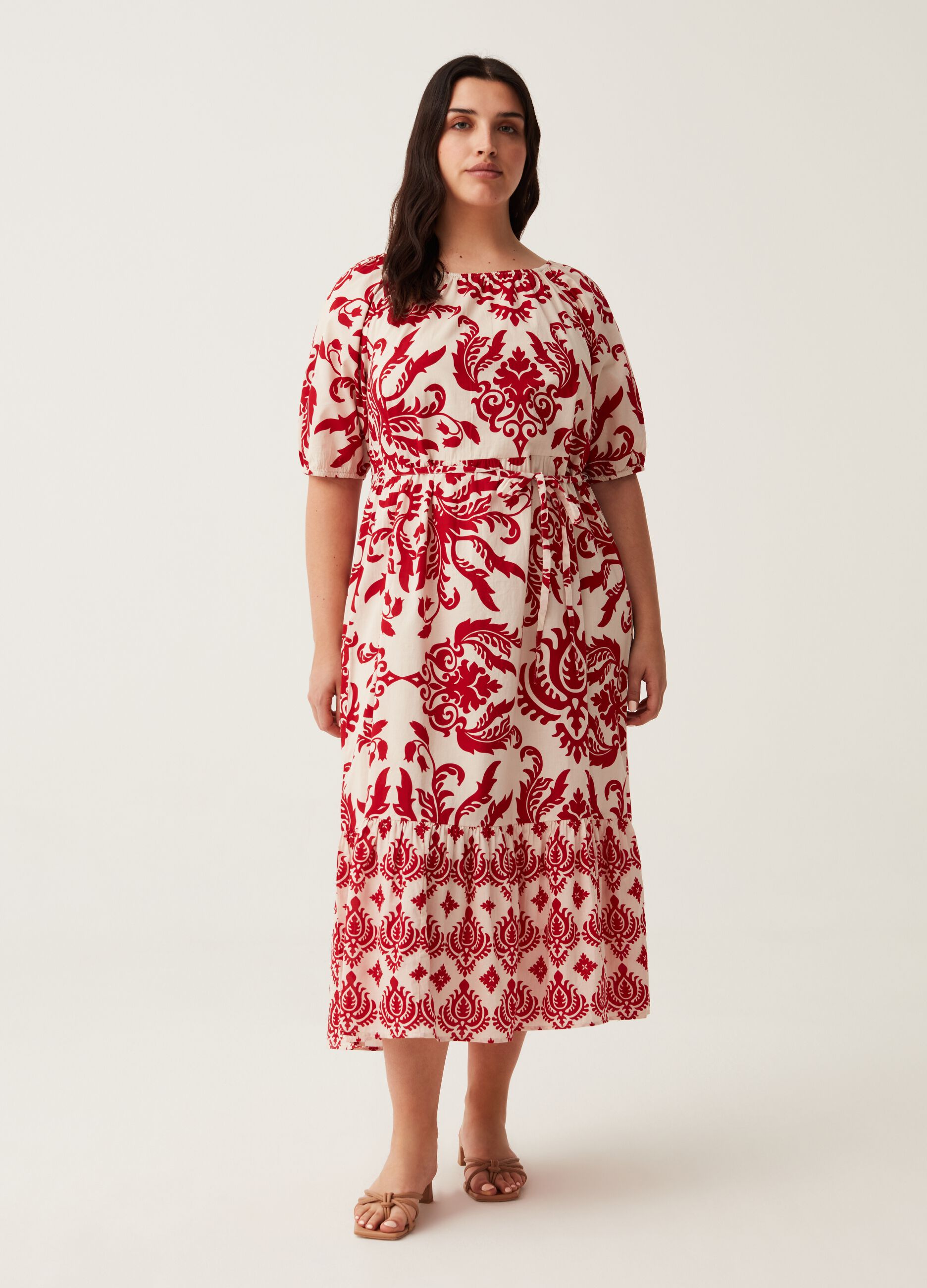 MYA Curvy dress with flounce and batik print