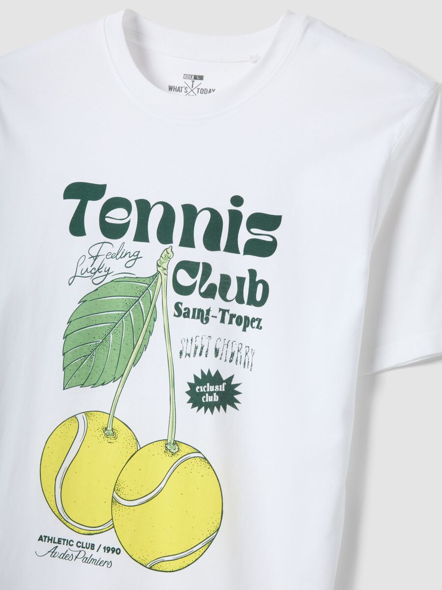 White graphic-print pure cotton T-shirt, regular fit_1