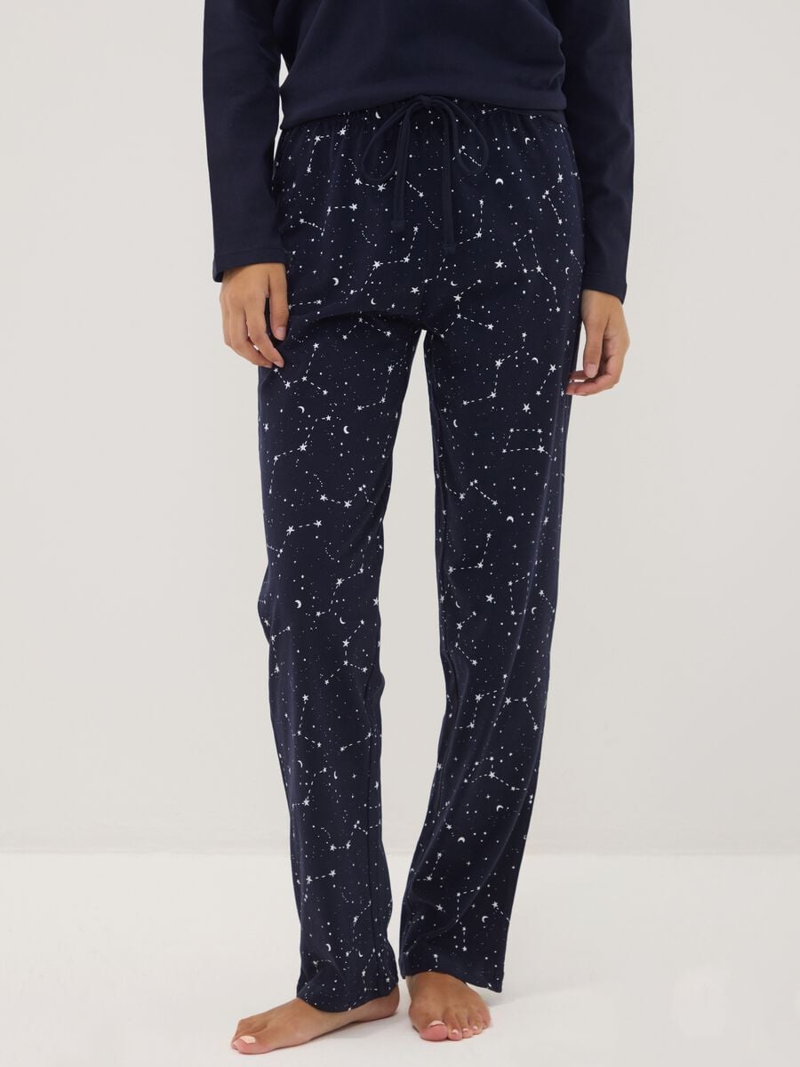 Blue pure organic cotton crew-neck pyjamas_2
