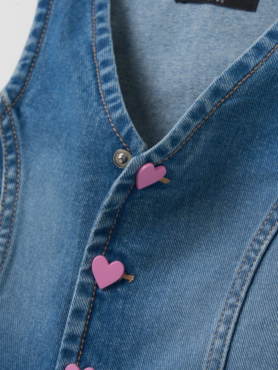 Denim gilet with heart buttons_2
