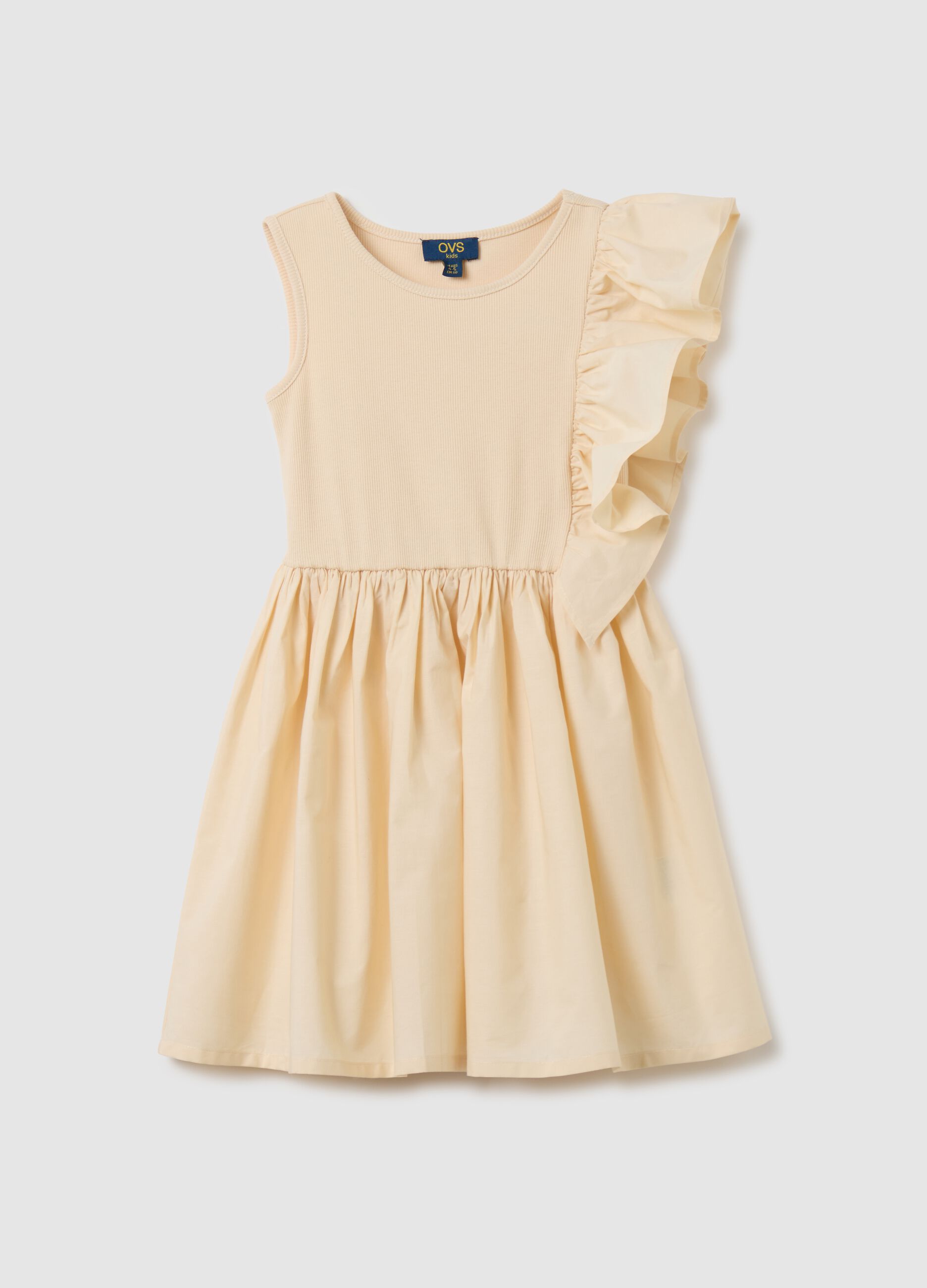 Abito da bambina in cotone beige regular fit