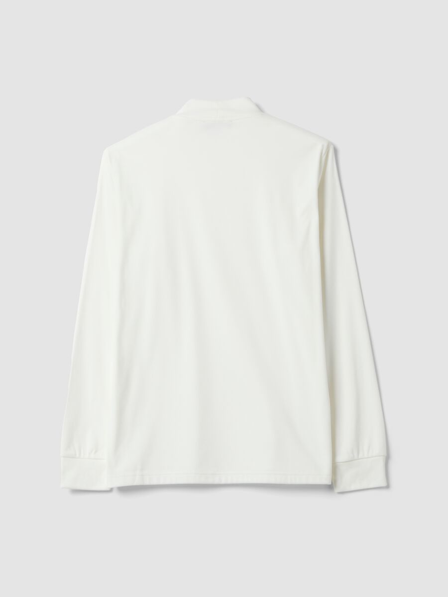 White stretch-fabric top with high neck_2