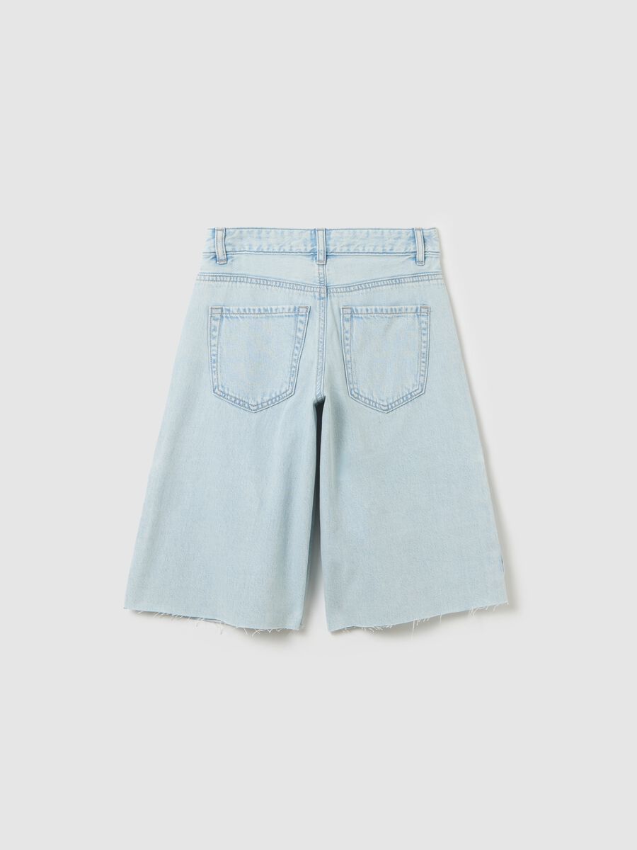Girls’ light blue regular-fit shorts in 100% cotton with adjustable waist_4