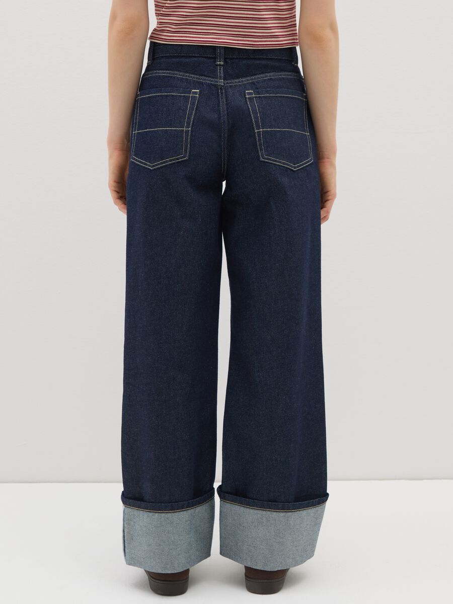 Jeans in puro cotone blu a gamba dritta_2