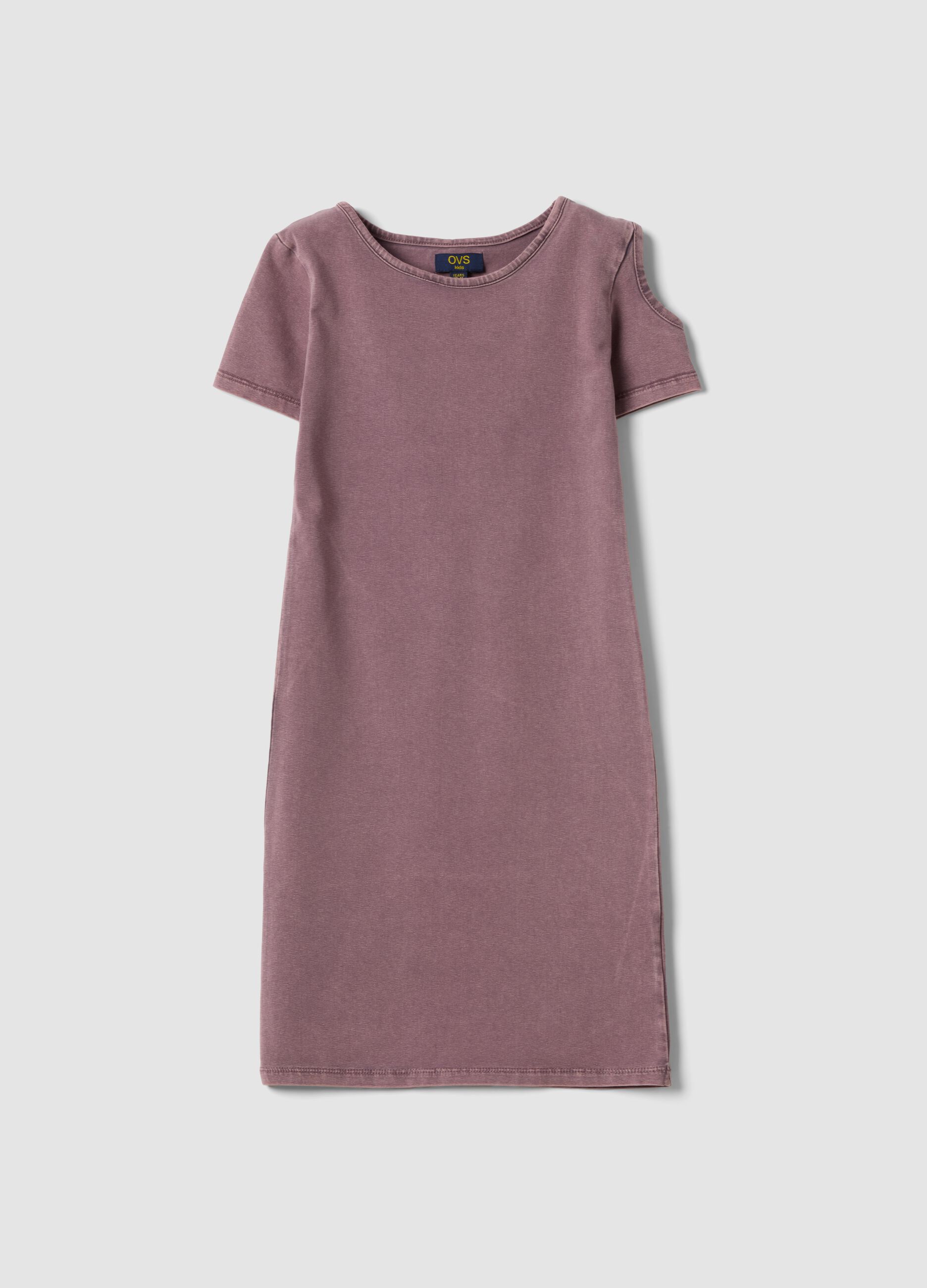 Pink stretch cotton midi dress