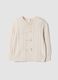 Beige viscose-blend jumper with textured crew neck_0