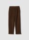 Brown ribbed stretch-fabric trousers, regular fit_0