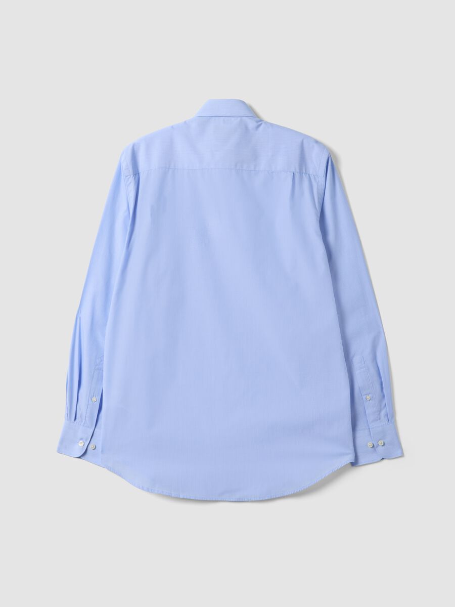 Camicia azzurra in misto cotone a righe sottili easy iron regular fit_6