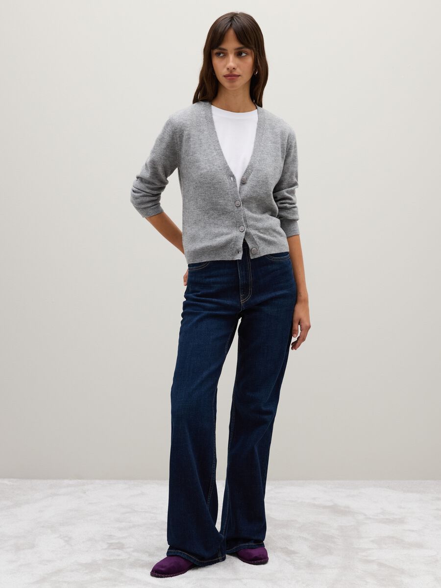 Cardigan grigio in pura lana_2