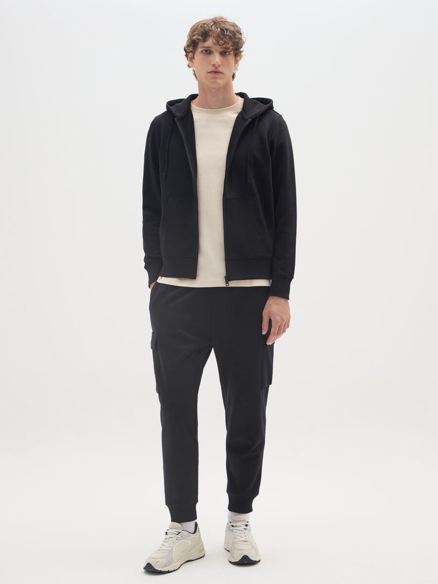Felpa in misto cotone nero regular fit con zip_1