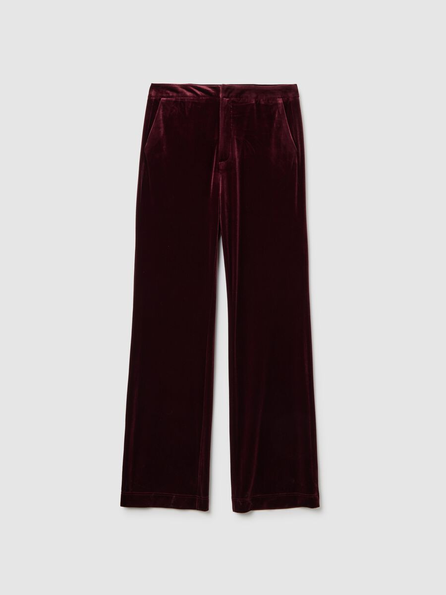 Pantaloni in velluto rosso flare fit_4