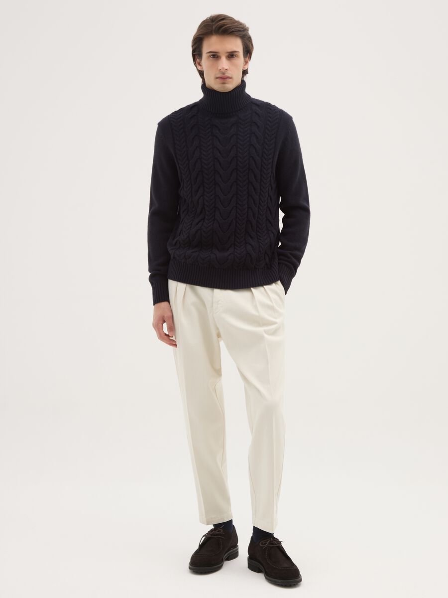 Pantaloni chino beige in puro cotone regular fit_0