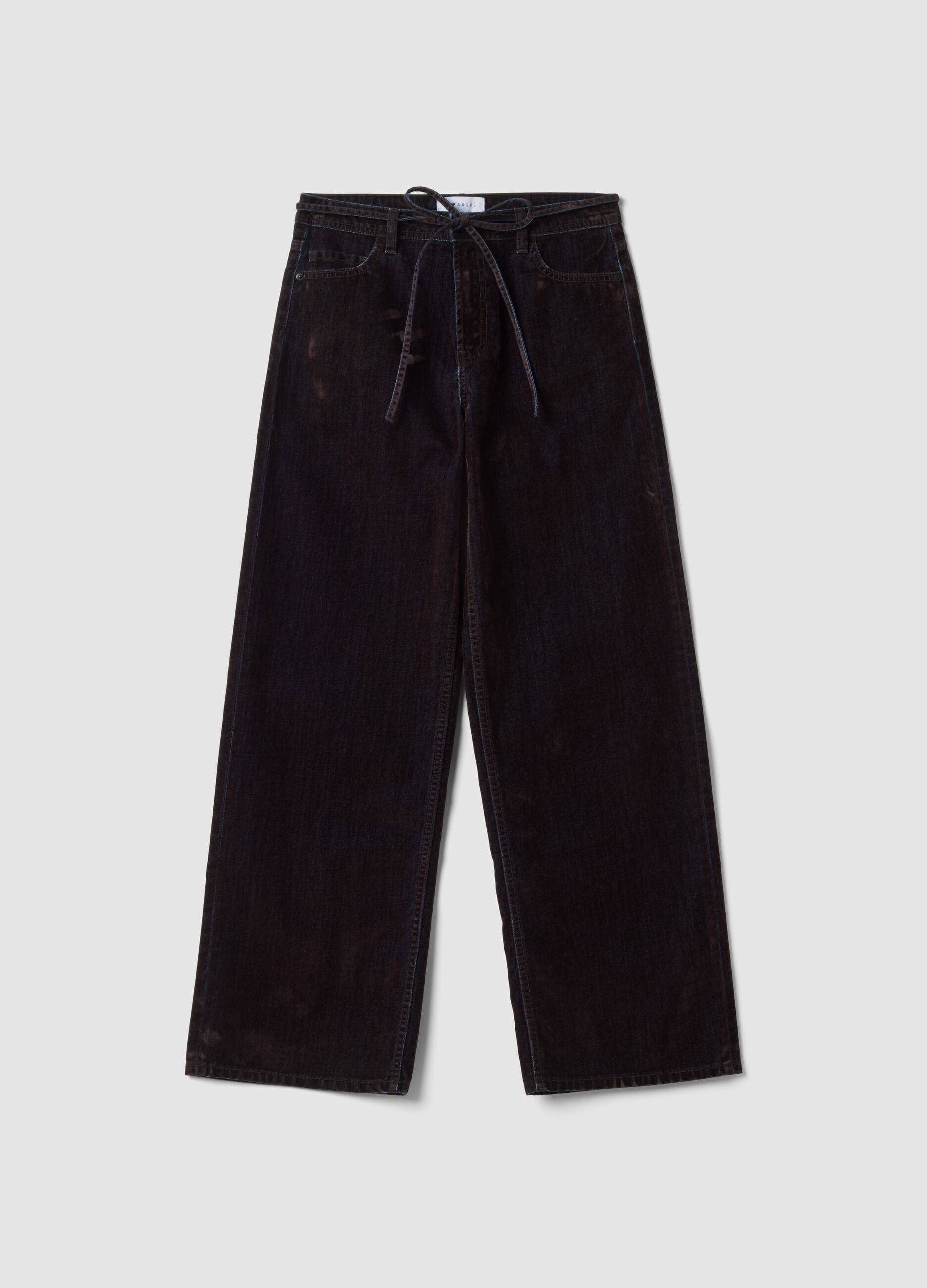Blue and brown pure cotton wide-leg jeans