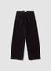 Blue and brown pure cotton wide-leg jeans_0