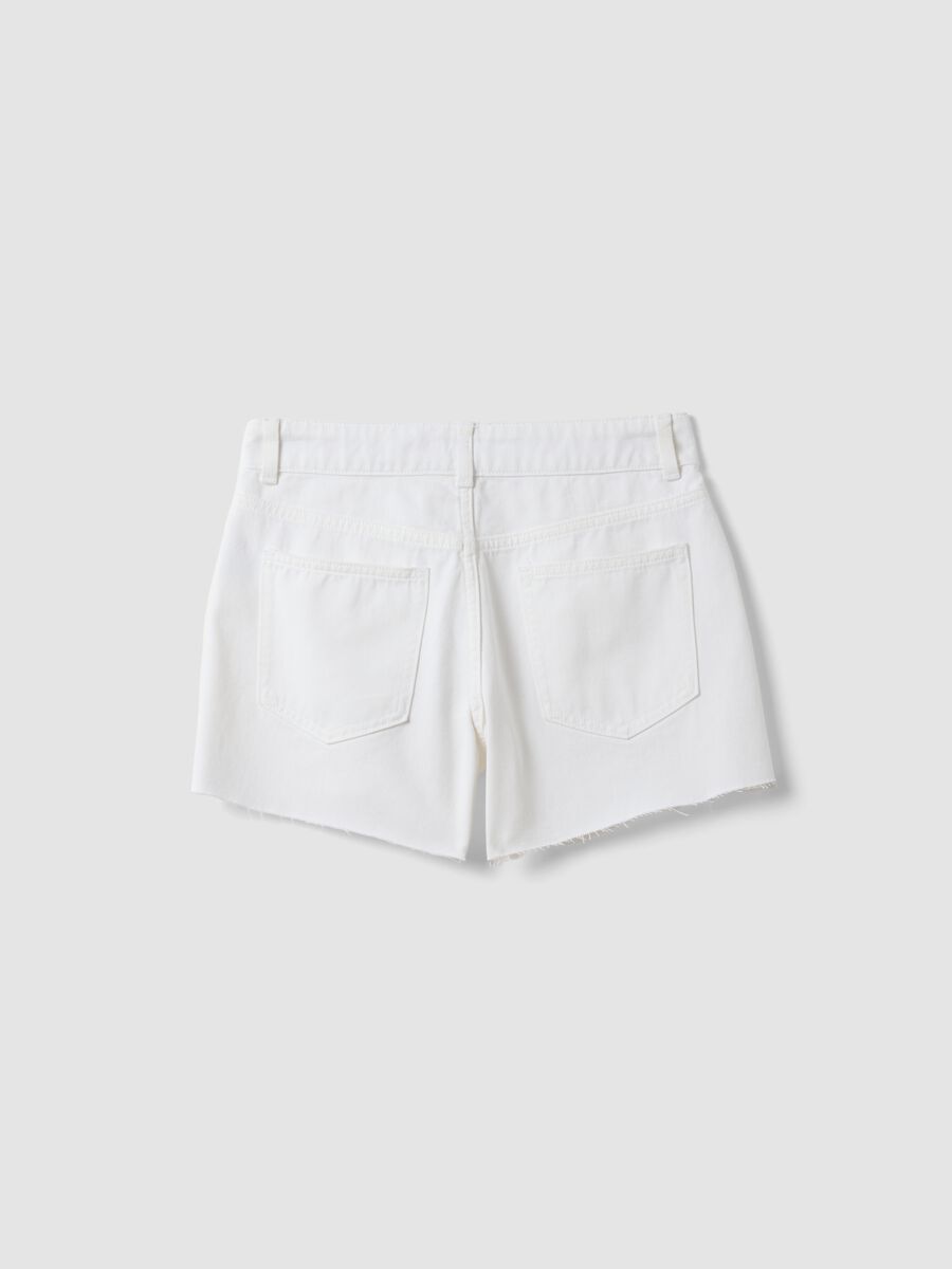 White pure cotton five-pocket shorts_4