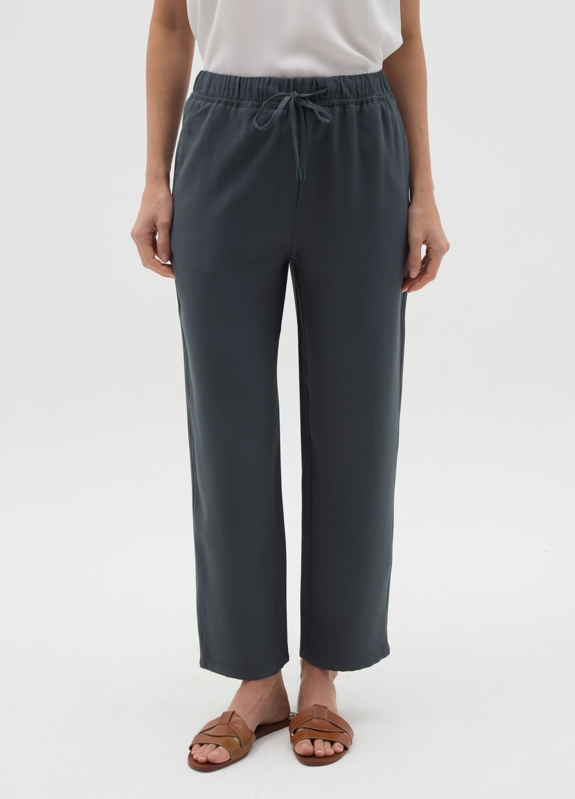 Joggers in misto viscosa con coulisse