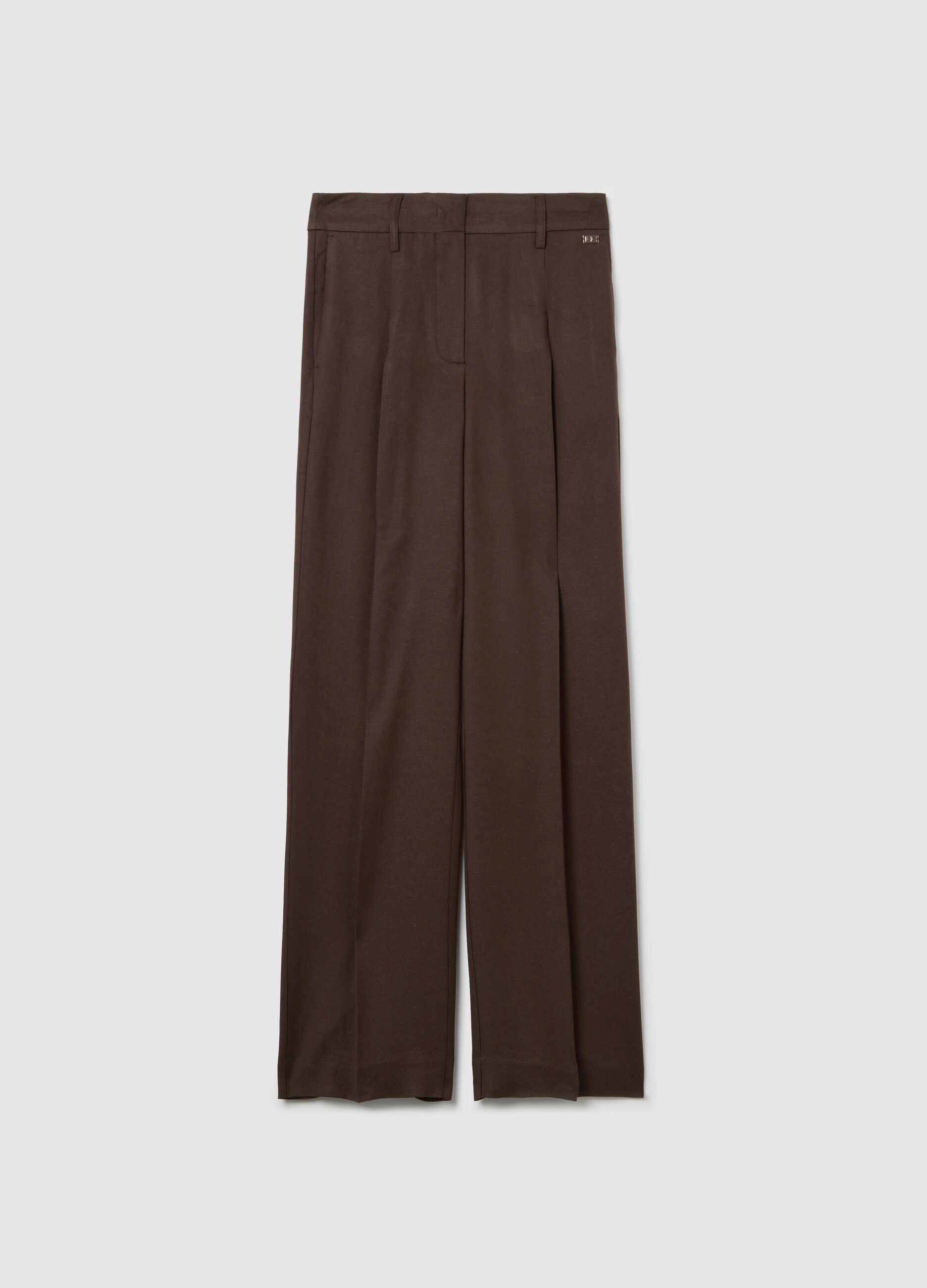 Brown wide-leg trousers