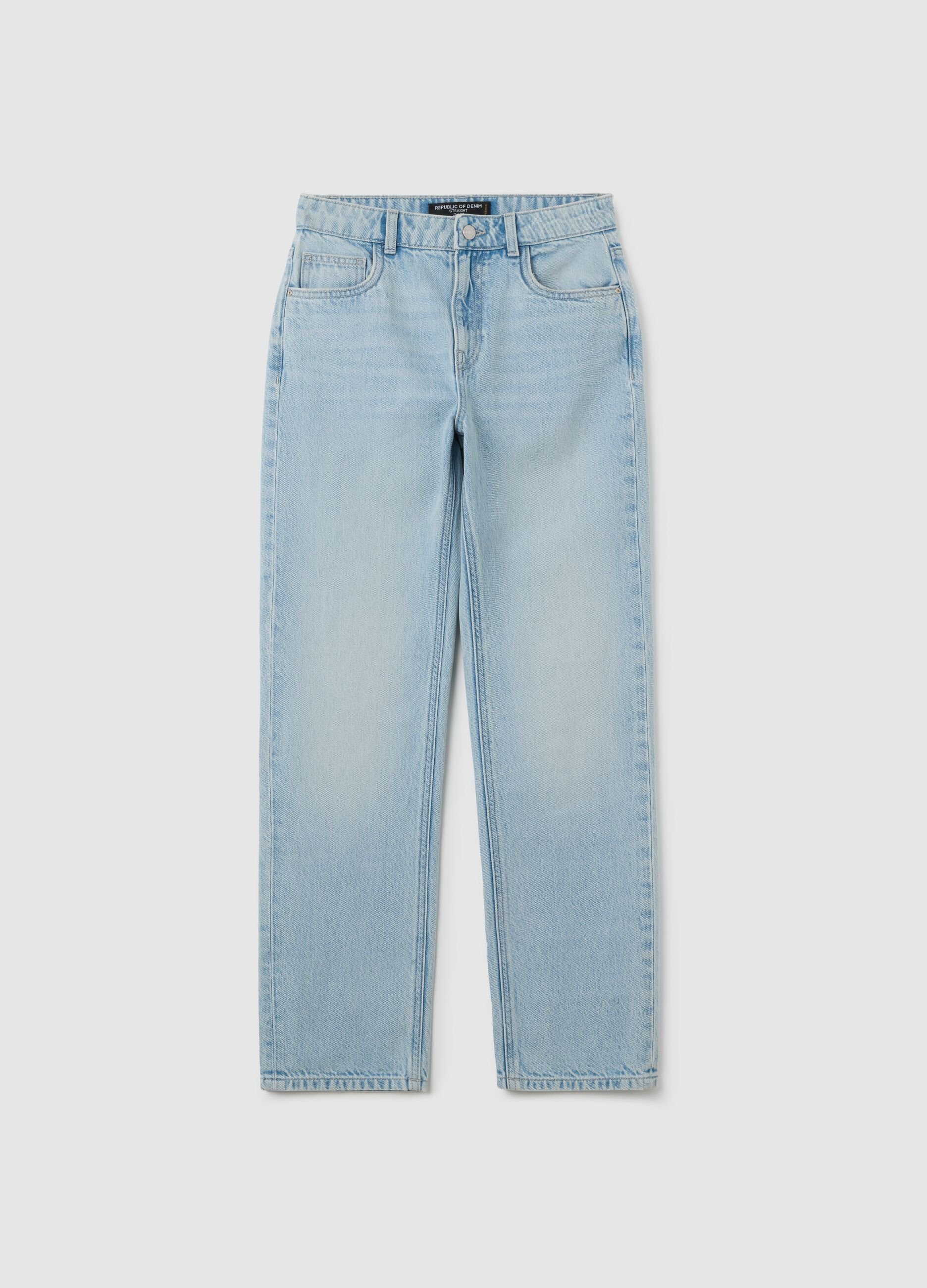 Women's regular fit light blue jeans in pure cotton