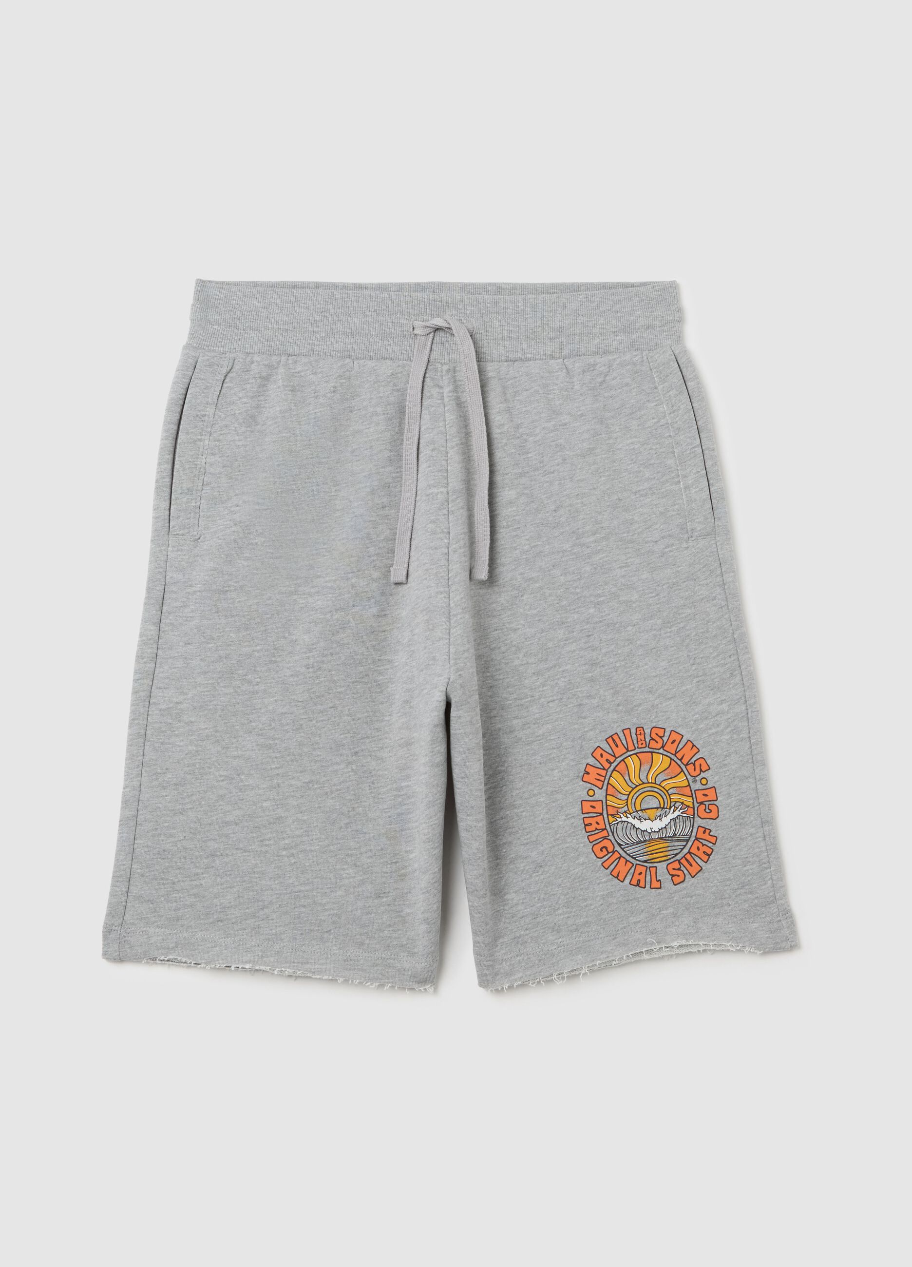 Grey Bermuda shorts in Maui cotton and viscose