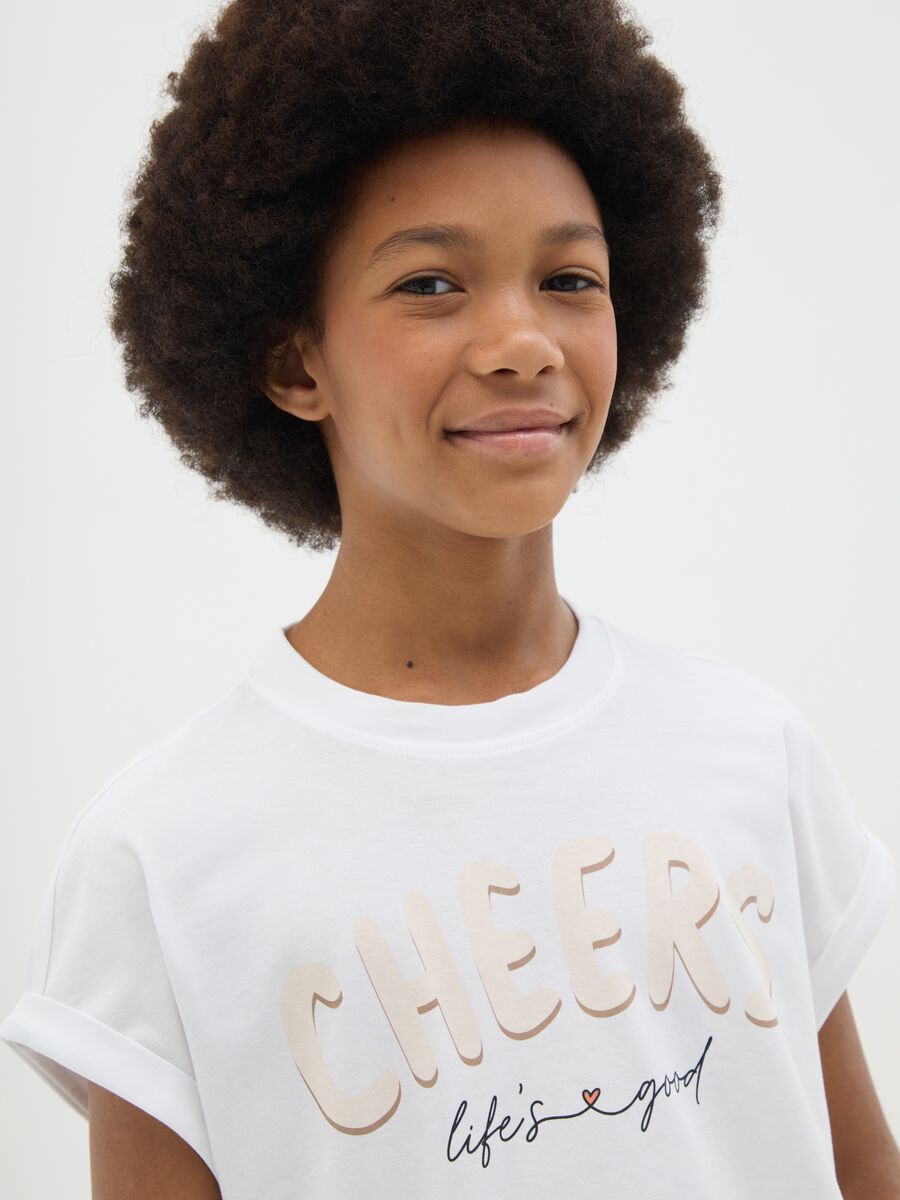 T-shirt da ragazze in puro cotone bianca boxy fit_1