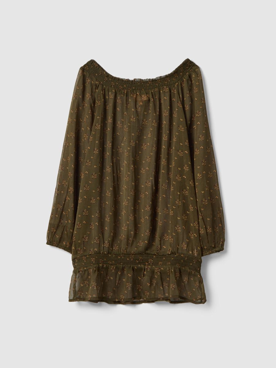 Blusa premaman verde con scollo a barchetta e stampa fantasia_4