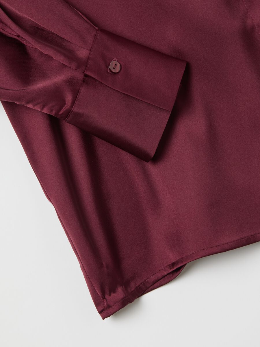 Long sleeve red satin shirt_5