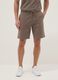 Brown cotton blend regular fit shorts_1
