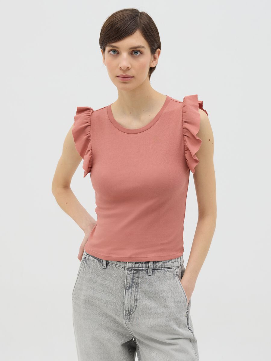 Pink T-shirt with ruffle sleeves by Ovs_0