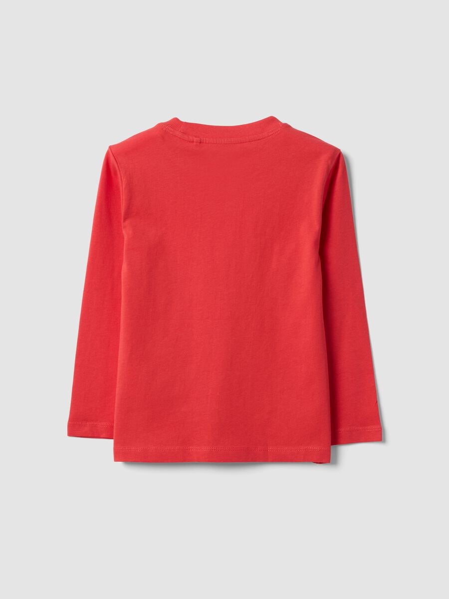 T-shirt rossa in puro cotone organico a girocollo per bambino regular fit_1