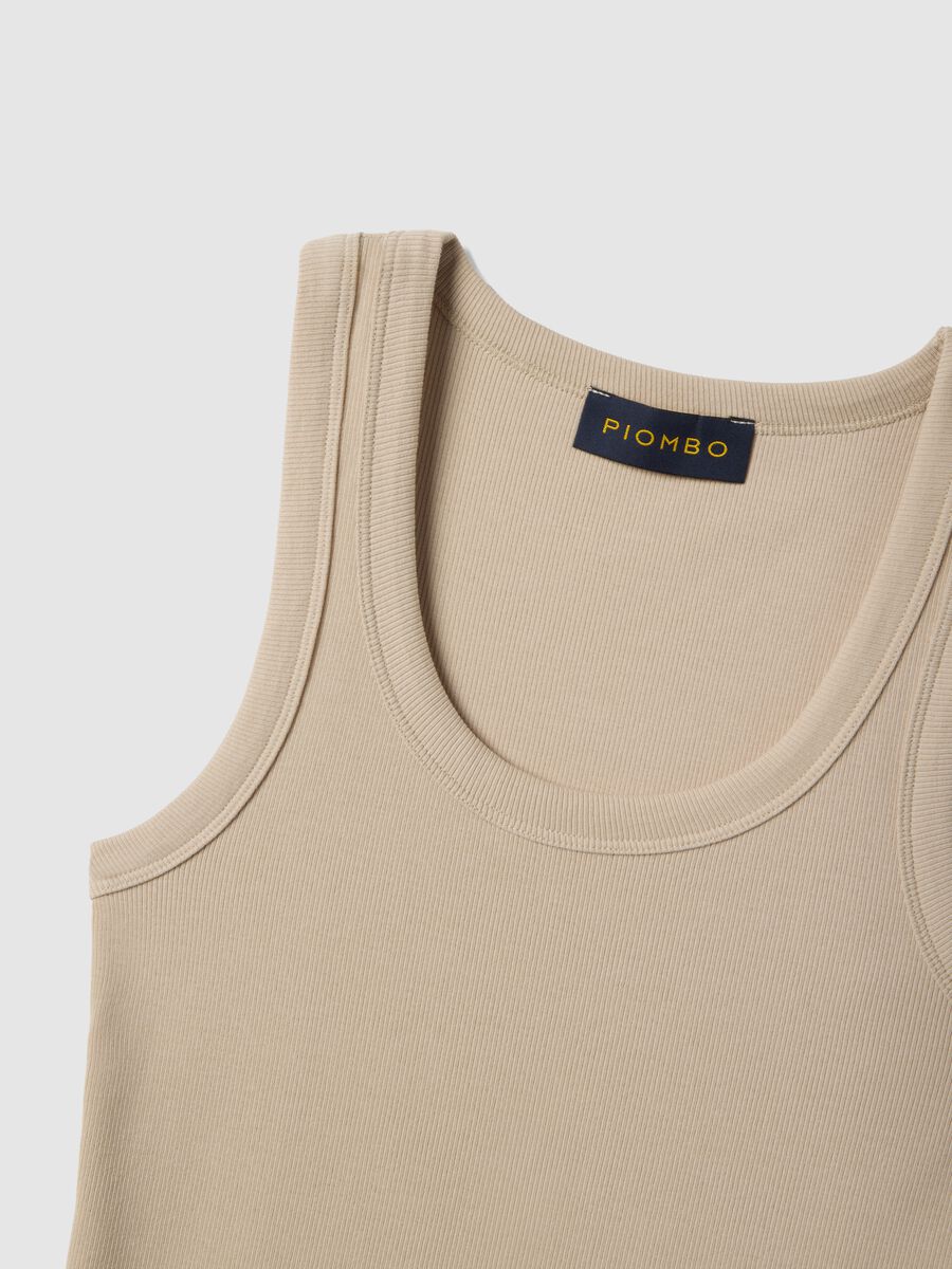 Tank top in cotone elasticizzato beige regular fit_5