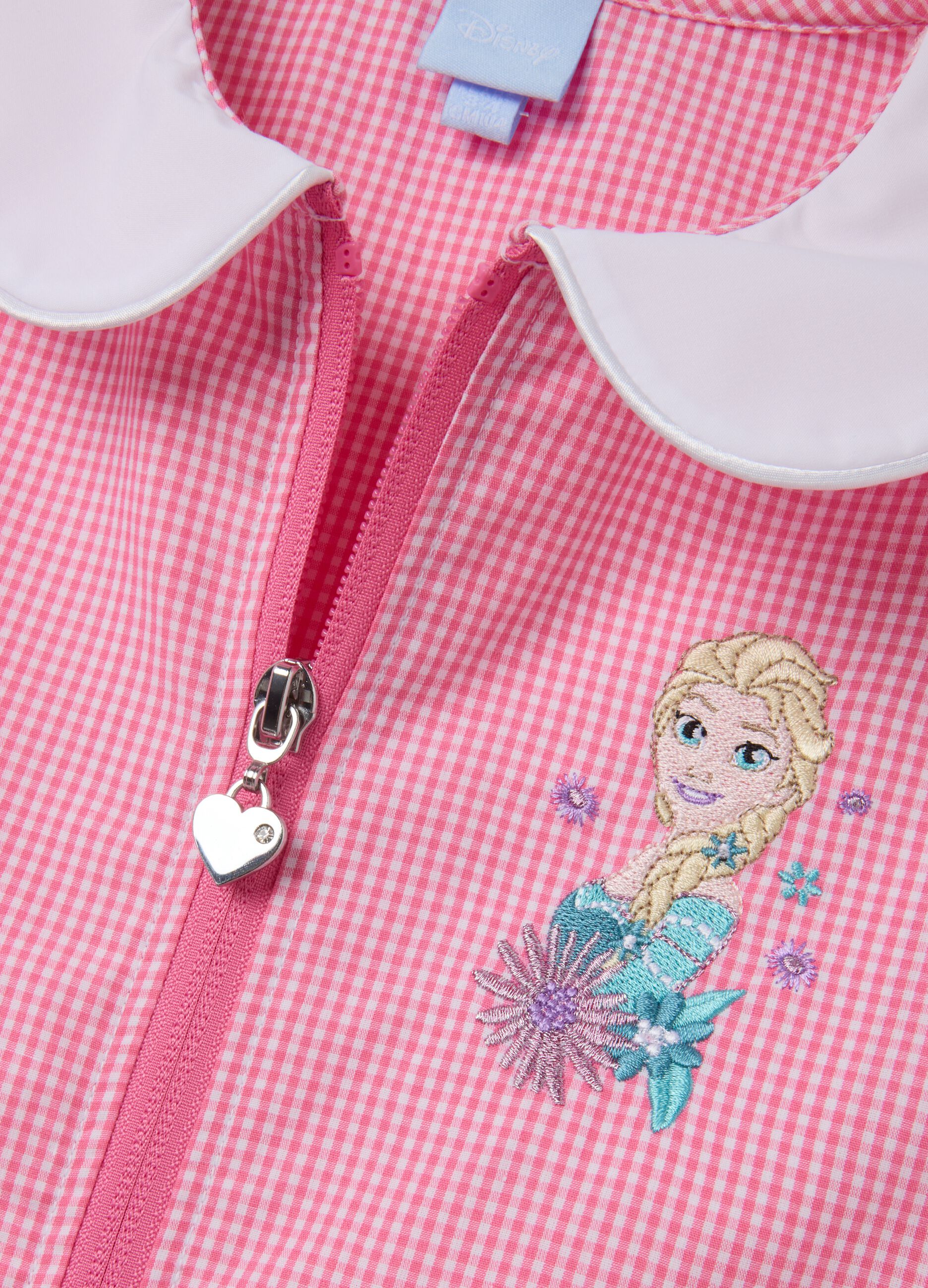 Girls' multicolour cotton blend school apron with collar