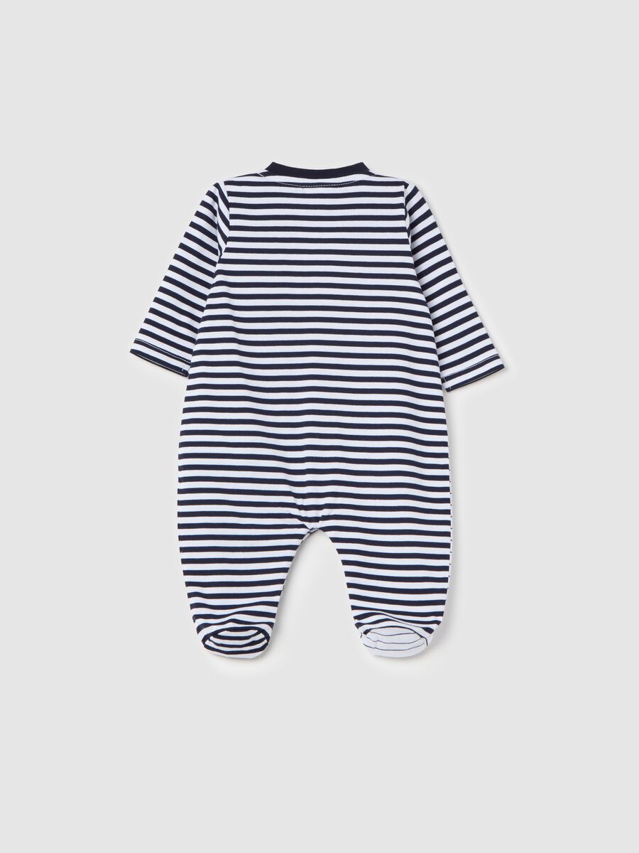 Onesie in striped cotton with feet_1