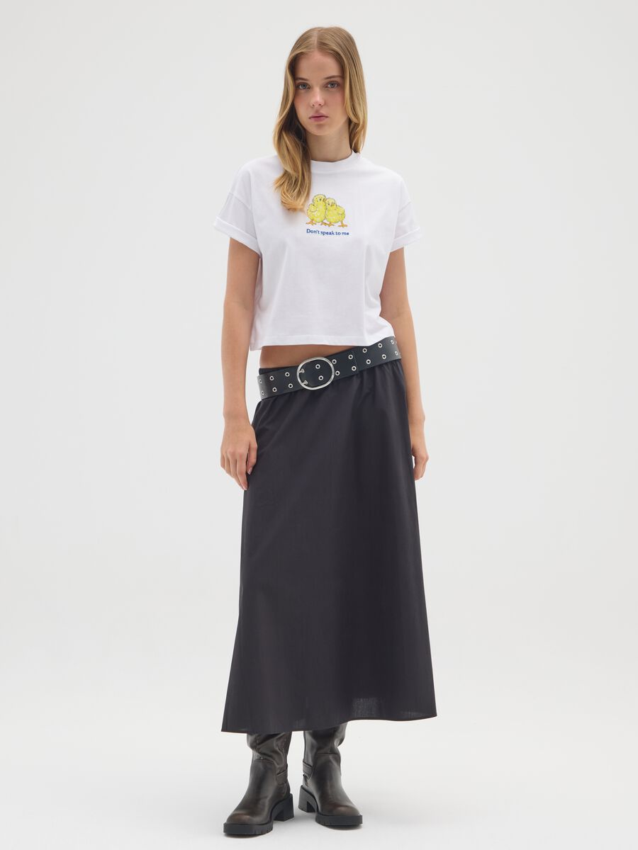 White pure cotton regular fit t-shirt with chicks_1