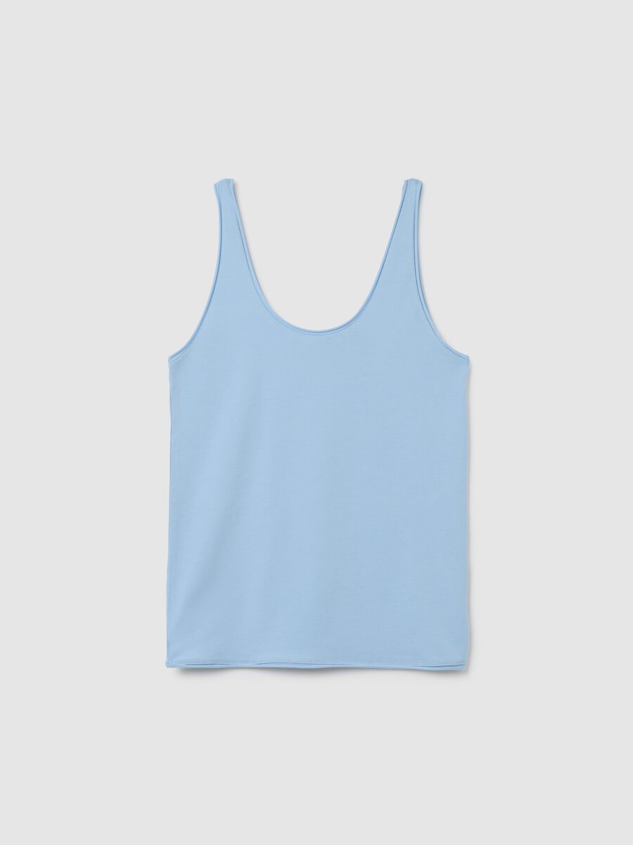 Blue stretch cotton women's tank top regular fit_0