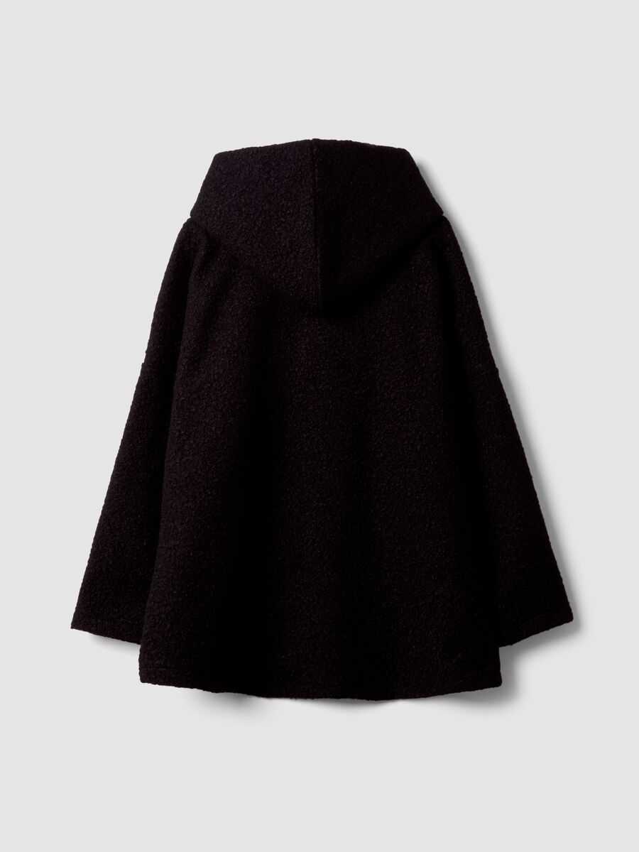 Cappotto nero regular fit con cappuccio e bottoni_2