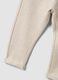 Beige stretch cotton joggers with turn-up cuff for baby girl_3
