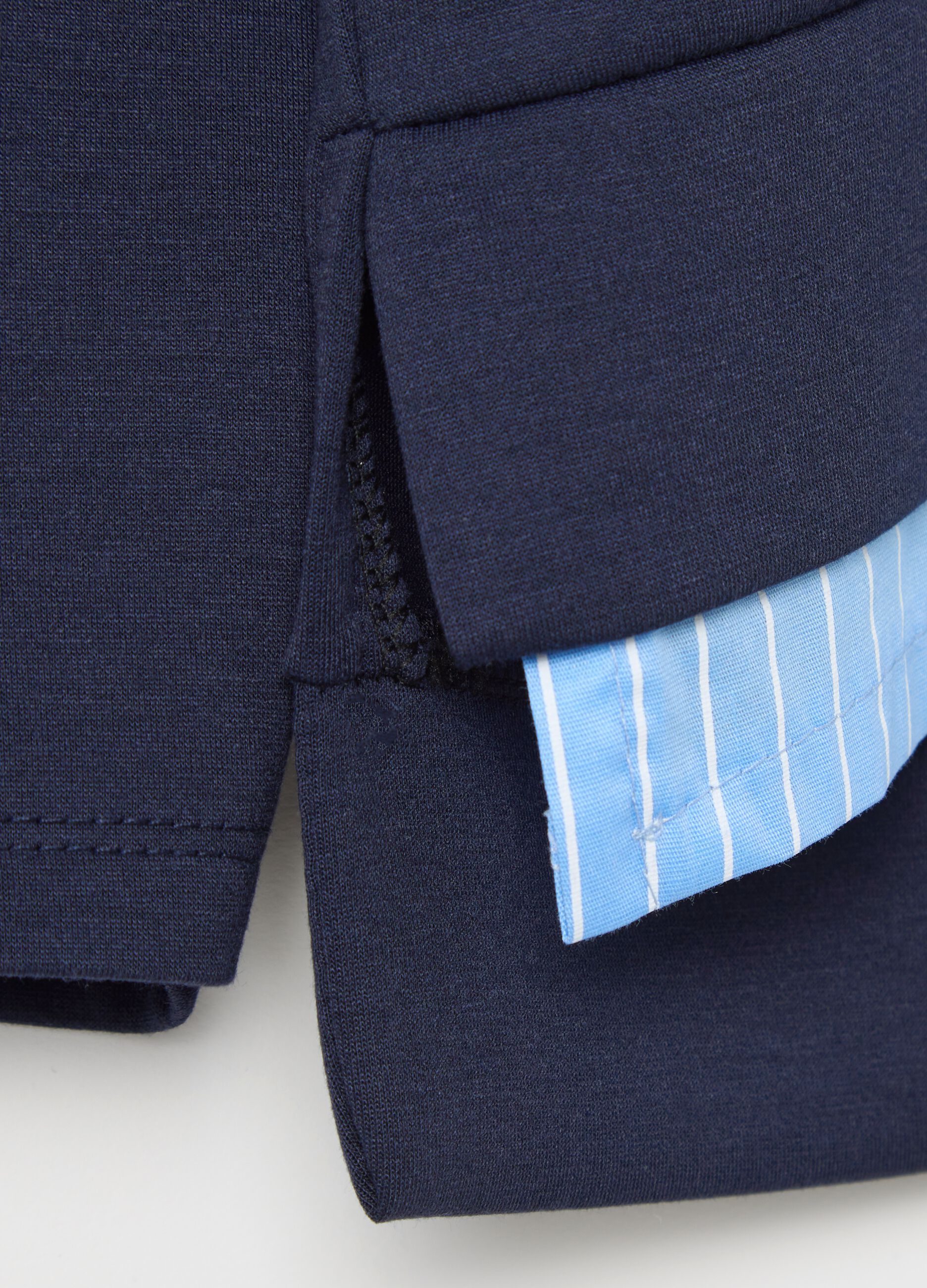 Blue top with layered-effect hem
