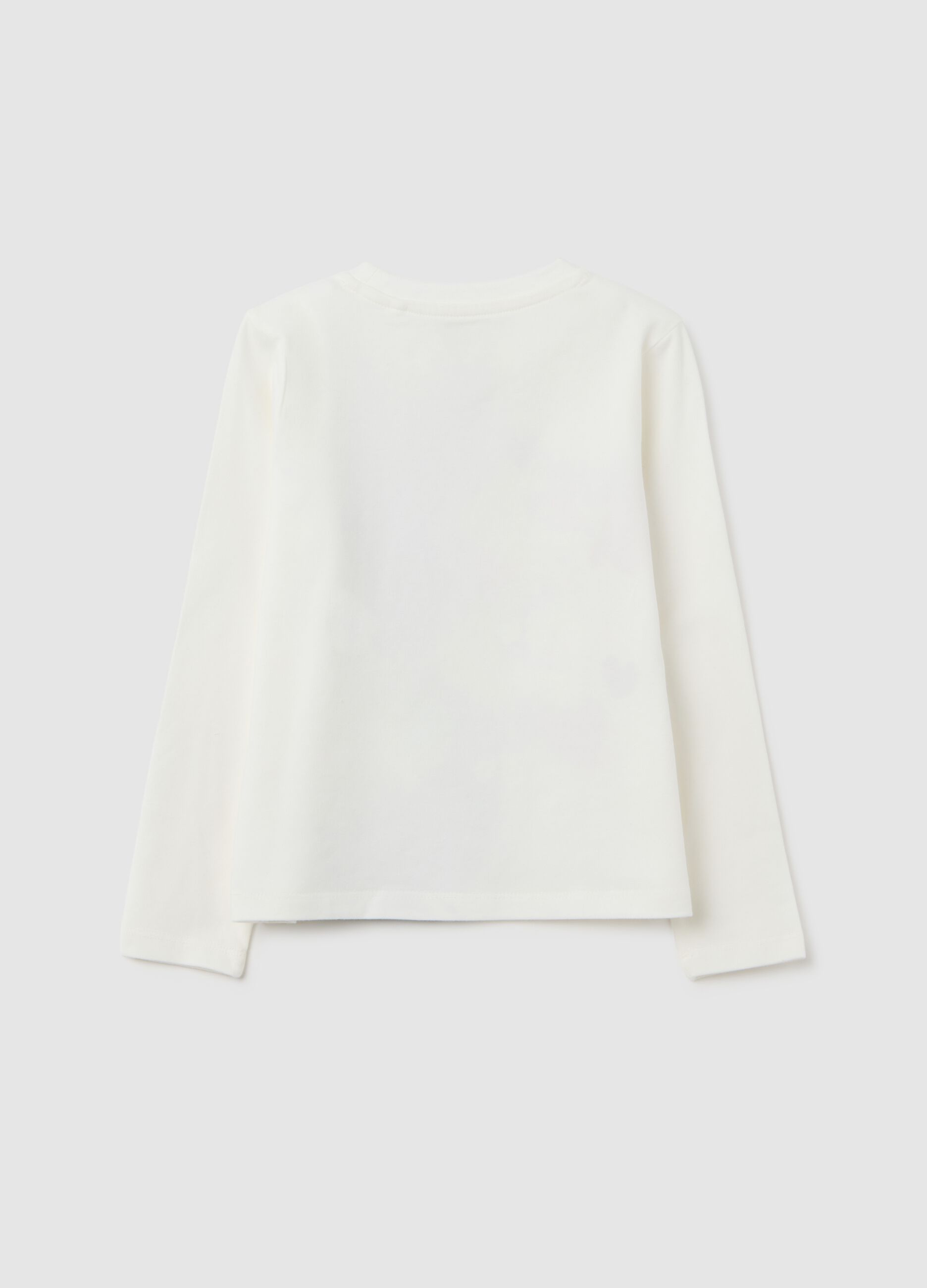 Girls' White Stretch Cotton T-Shirt Regular Fit